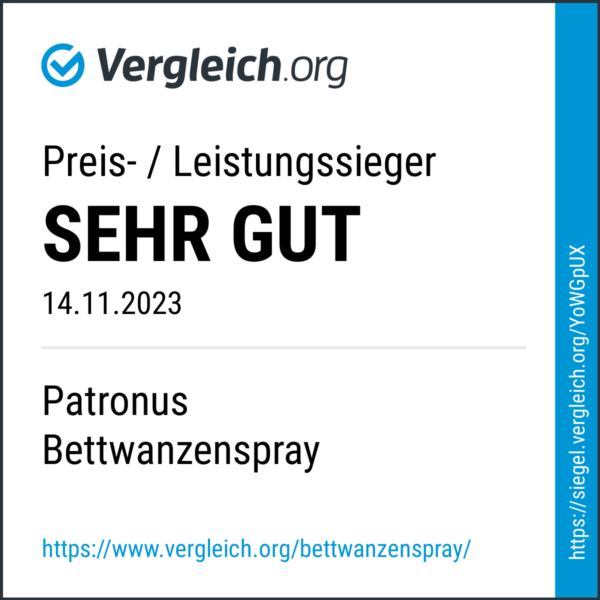 Patronus Bettwanzenspray Preis Leistungssieger "Sehr Gut" von 14.11.2023