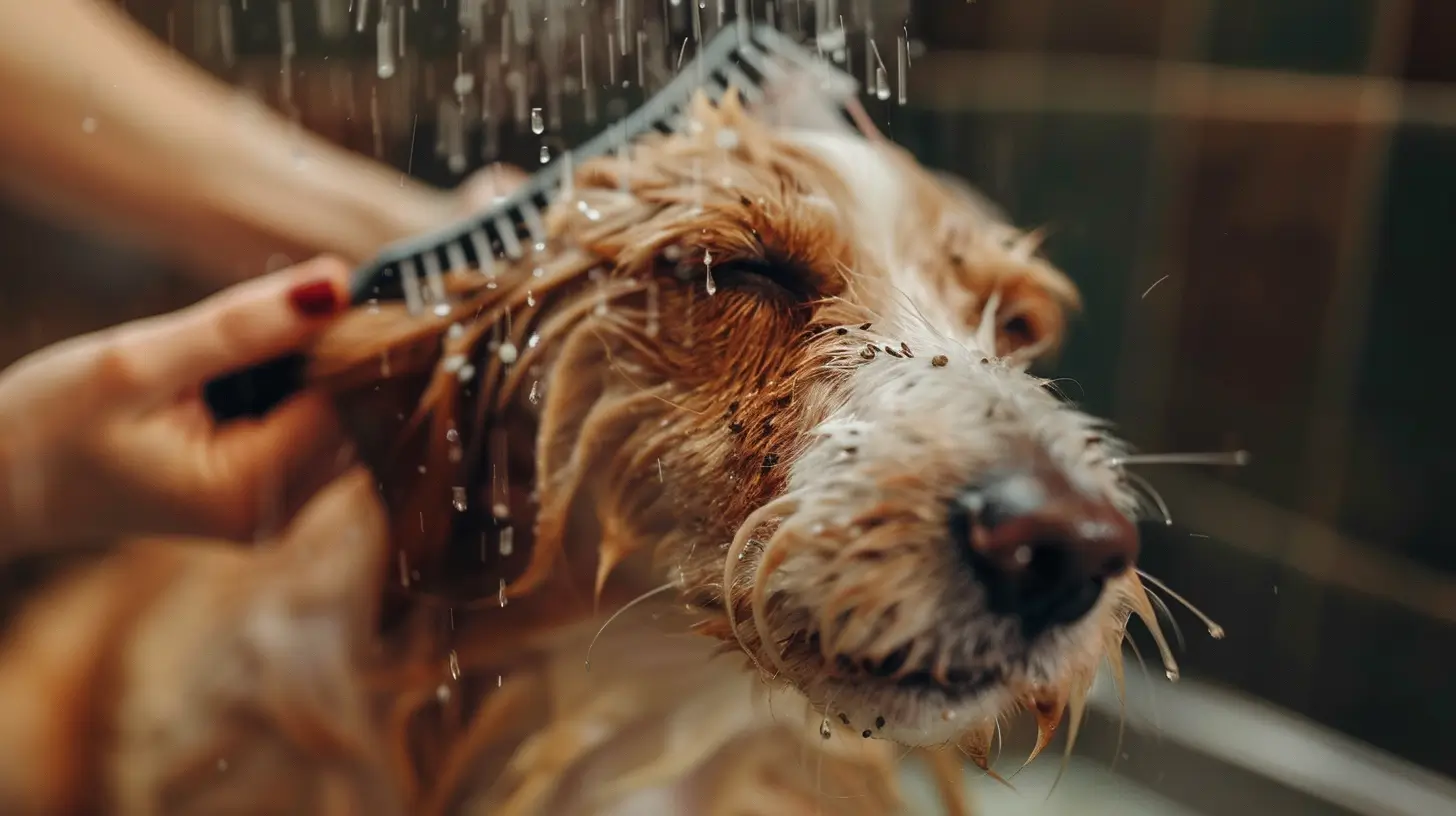 Flohbisse bei Hunden vorbeugen durch Baden und Kämmen 