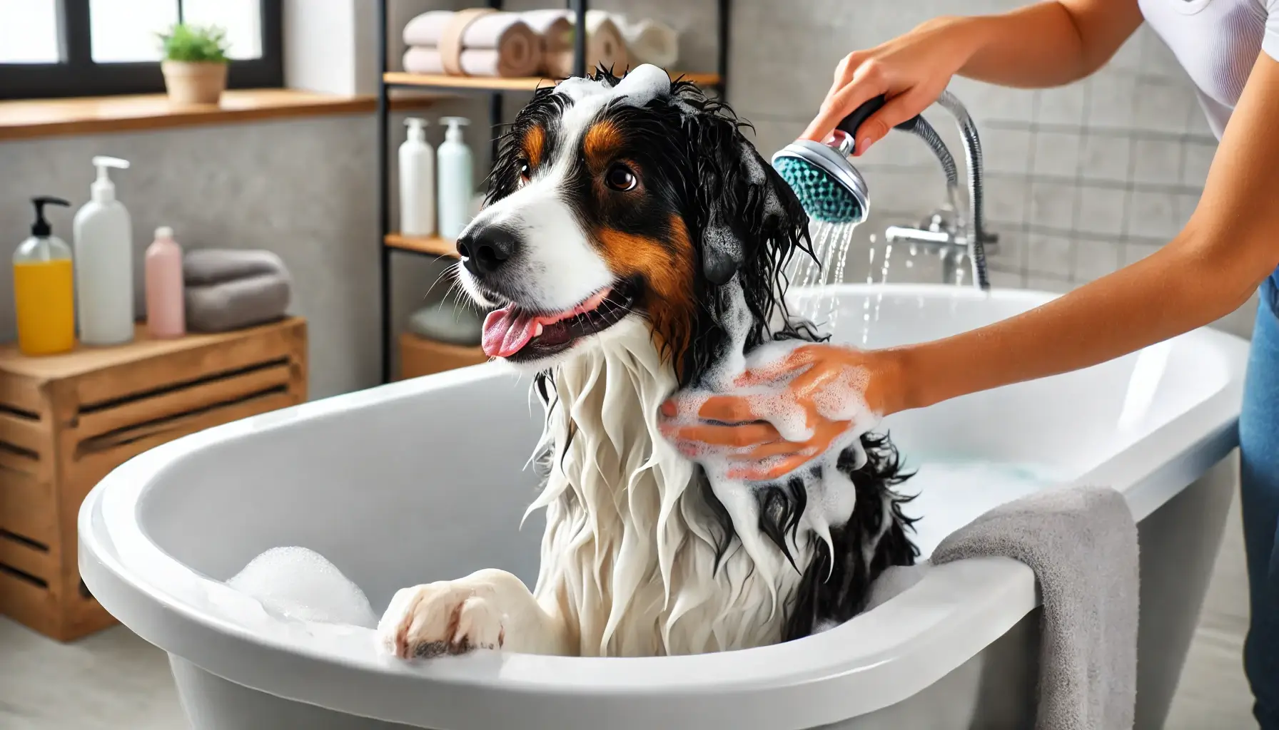 Flöhe Hunde Behandlung mit Hundeshampoo