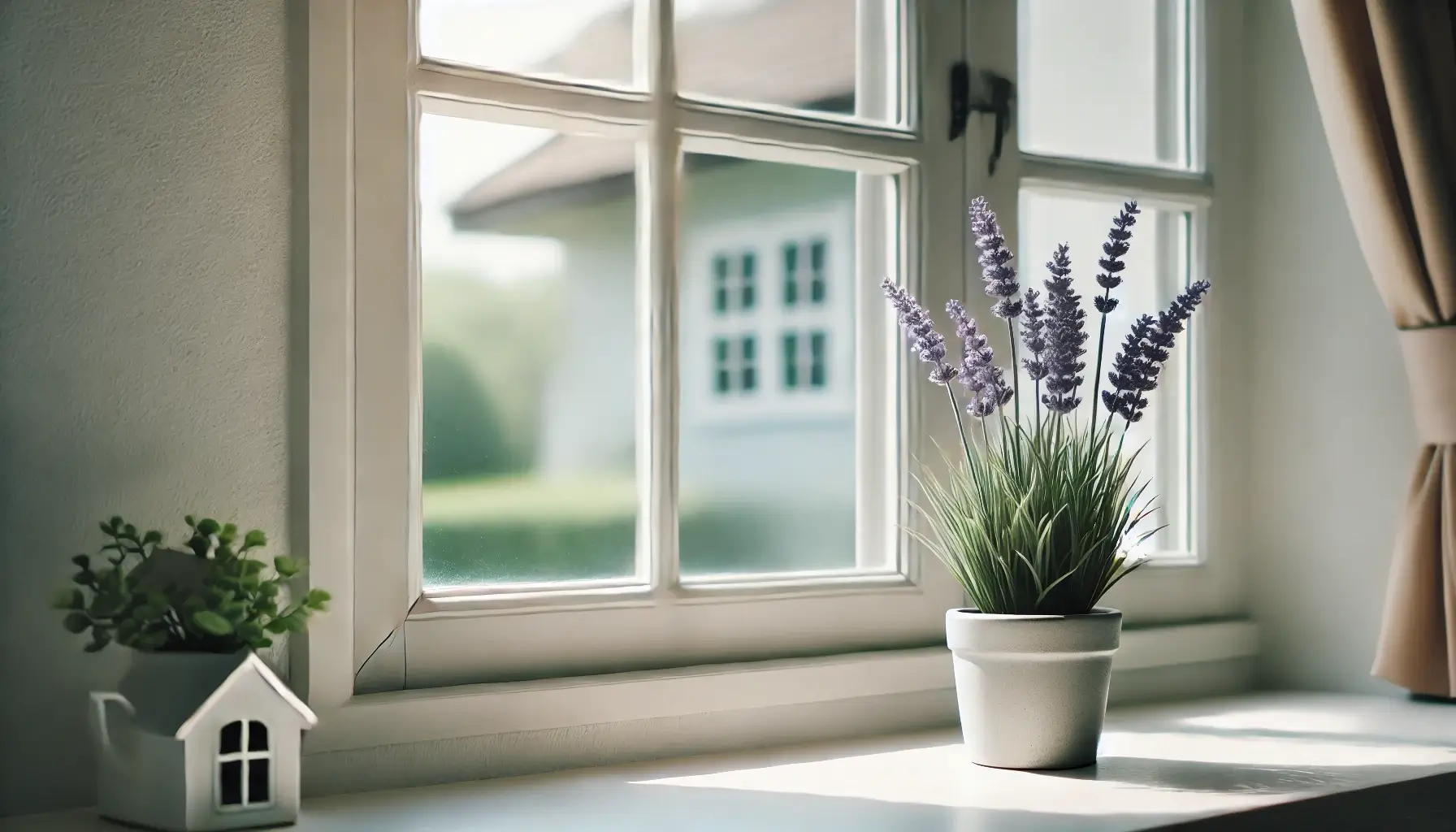 Lavendel gegen Marienkäfer im Fensterrahmen